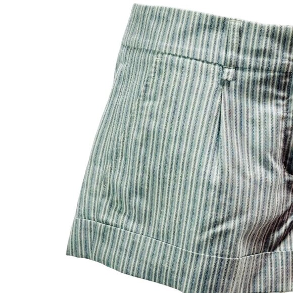 BCBG MAXAZRIA Women's Shorts Symone Linen Blend Cuffed White Blue Striped Size - Picture 3 of 9